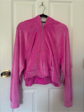 Victoria’s Secret Pink Velour Zip Hoodie Cropped M